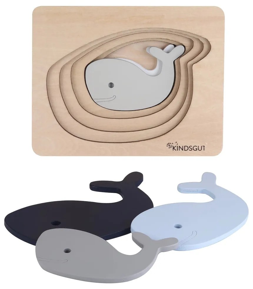 Drewniane puzzle Whale – Kindsgut