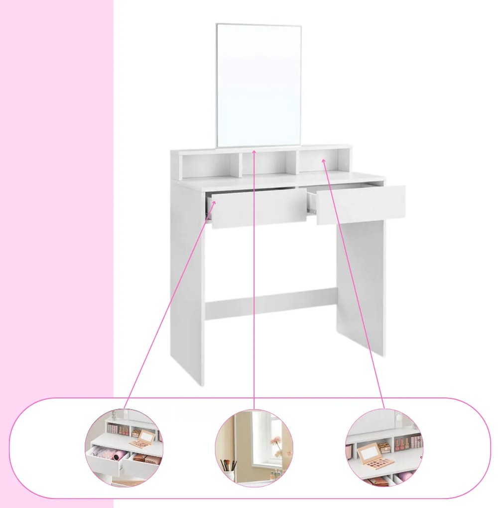 Toaletka VANESA, 80x40x140cm, biała Vasagle