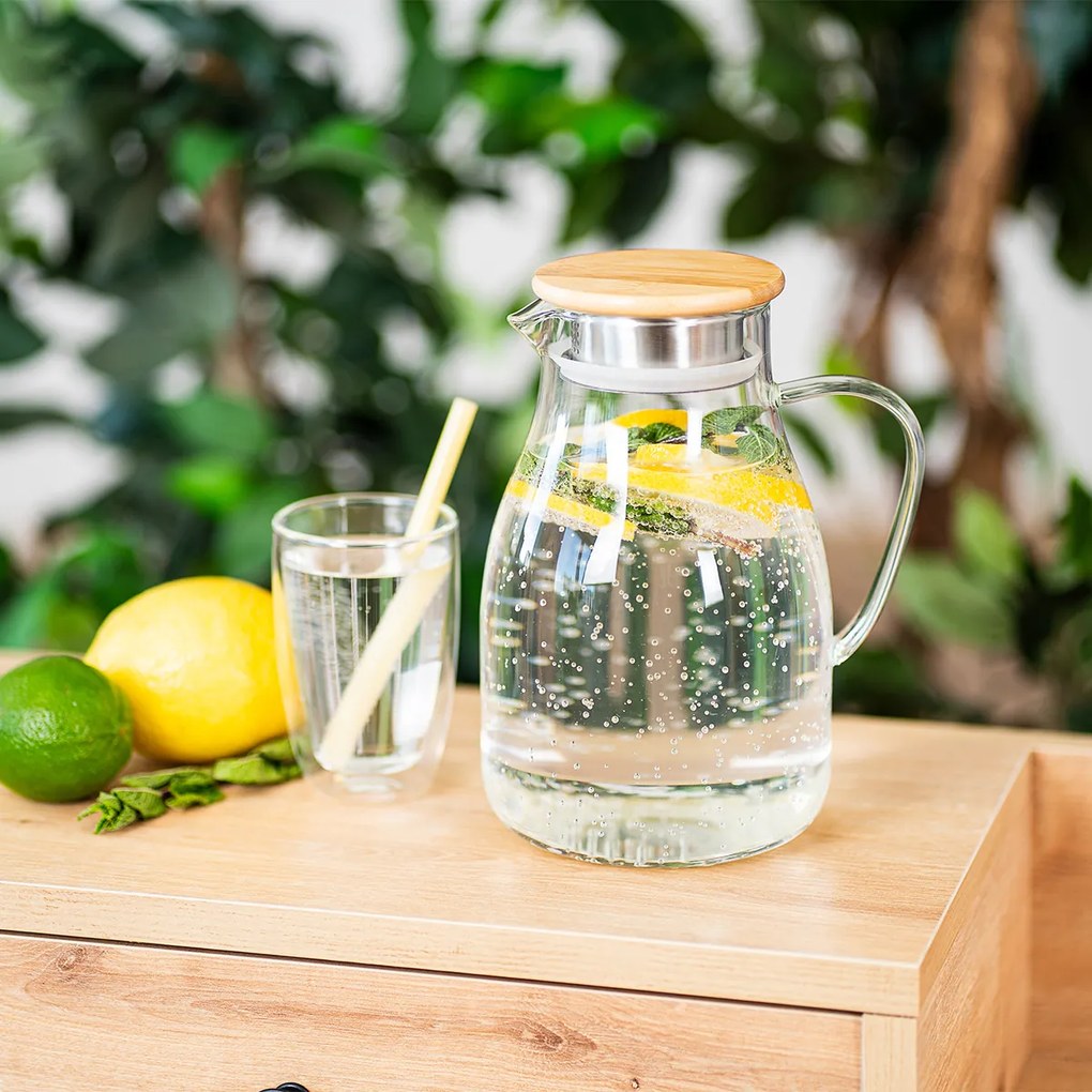 4Home Dzbanek szklany z pokrywką Bamboo Hot&Cool, 1,7 l