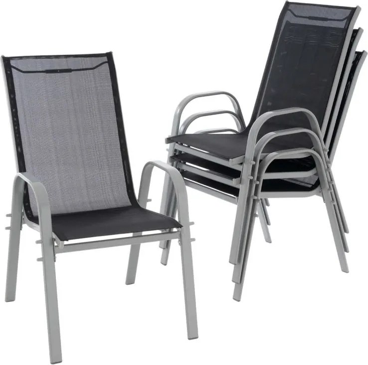 Zestaw sztaplowanych krzeseł ogrodowych 4  szt