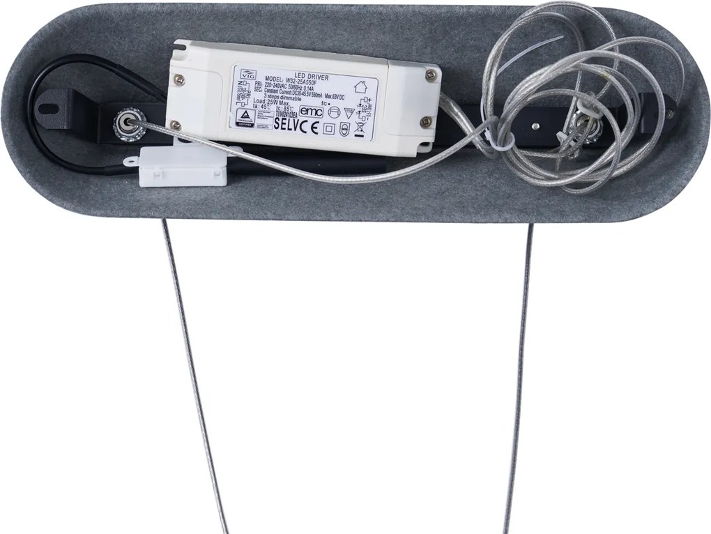 Nowoczesna lampa wisząca czarna z szarym wnętrzem, w zestawie LED z 3-stopniowym ściemnianiem - Dani