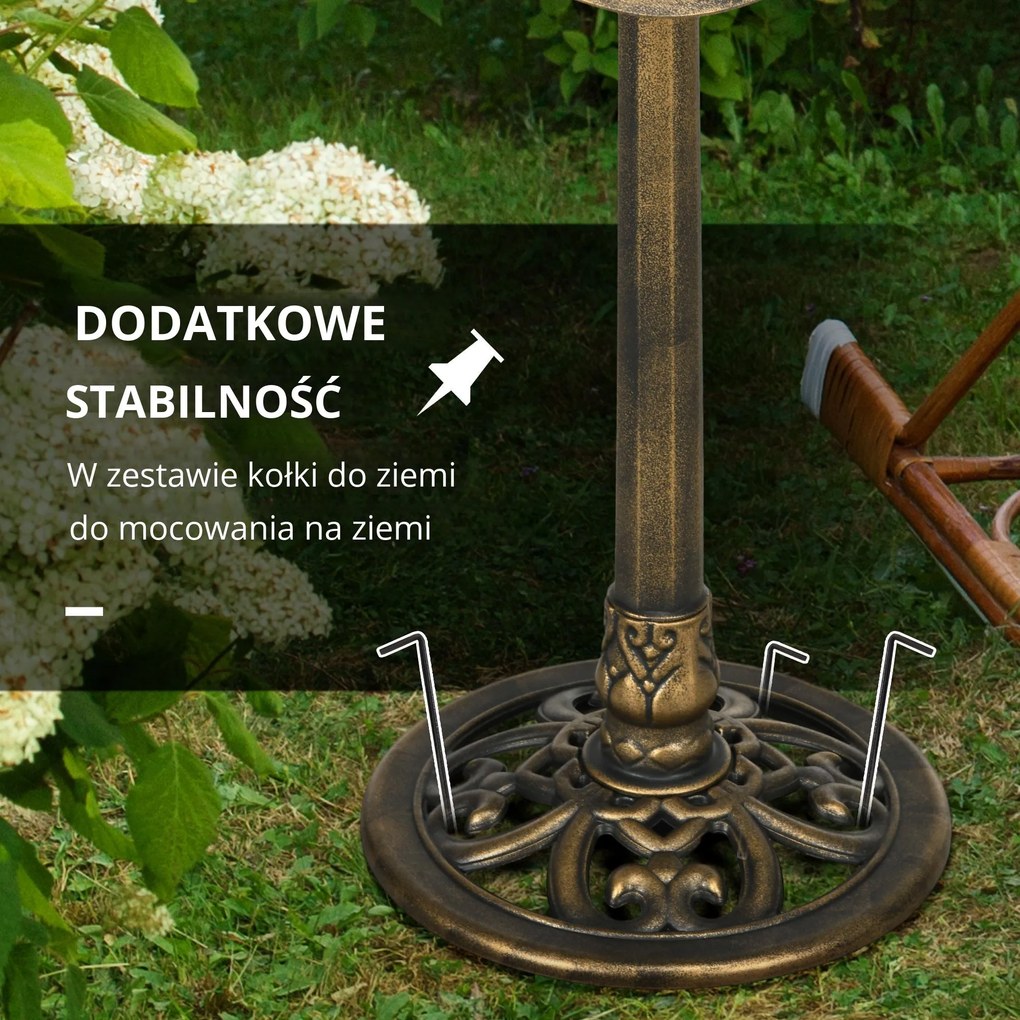Outsunny Kąpielisko dla Ptaków z Podstawką 71cm Karmnik Wodny Liść Lotosu dla Dzikich Ptaków Brąz | Aosom PL