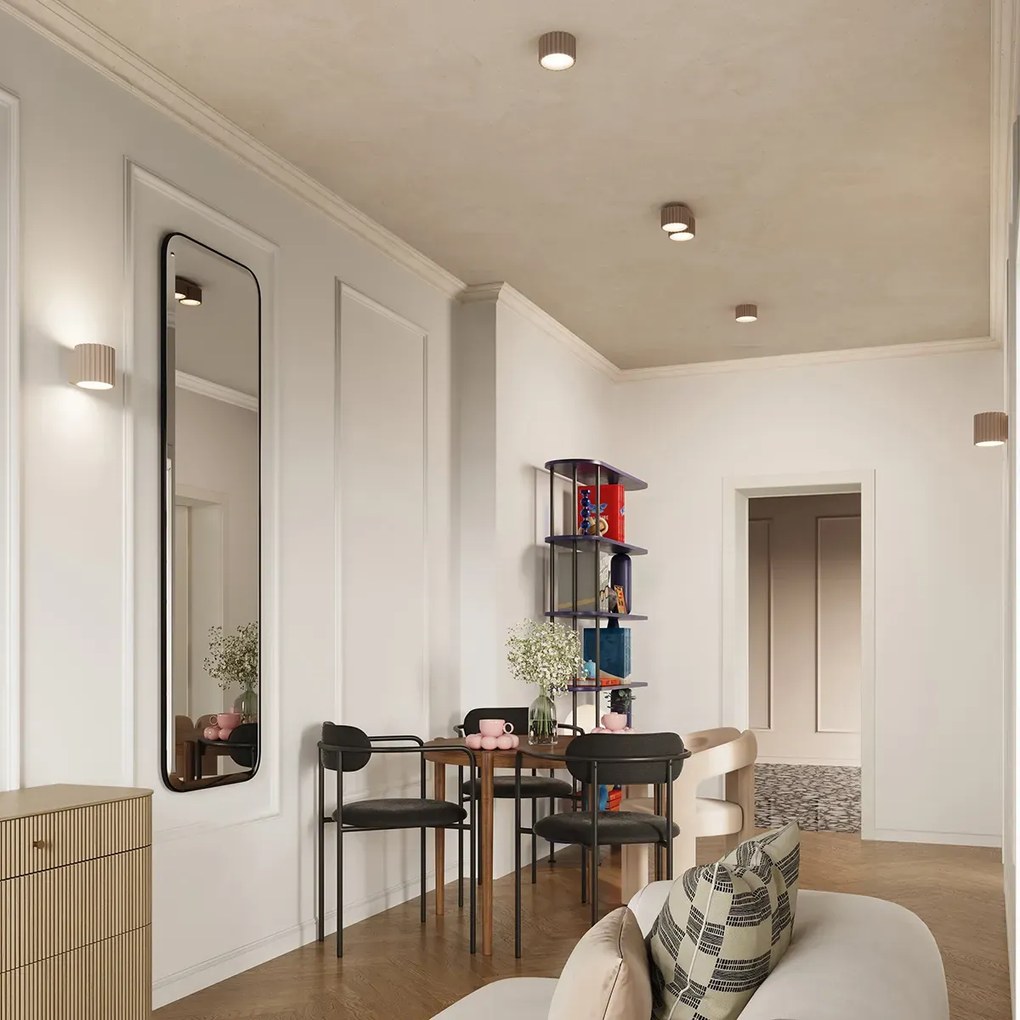 Plafon dwupunktowy AURA 2 taupe GX53 ryflowany SOLLUX  LIGHTING