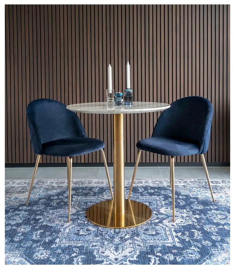 Okrągły stół z blatem w dekorze marmuru ø 70 cm Bolzano – House Nordic