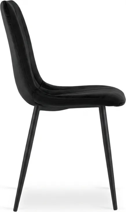 Czarne aksamitne krzesło LAVA ONYX z czarnymi nogami