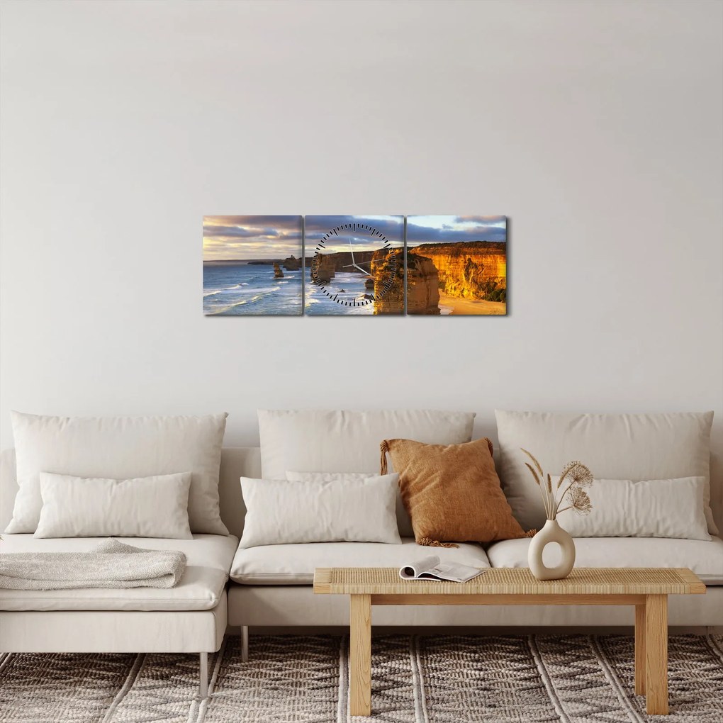 Obraz klifów morskich (z zegarem) (90x30 cm)