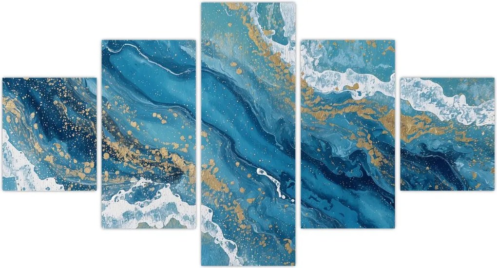 Obraz - Jasnoniebieski marmur ze złotem II. (125x70 cm)