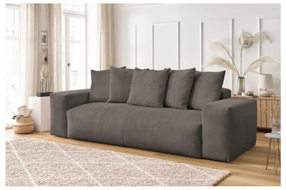 Szarobrązowa sztruksowa sofa 280 cm Voltaire – Bobochic Paris