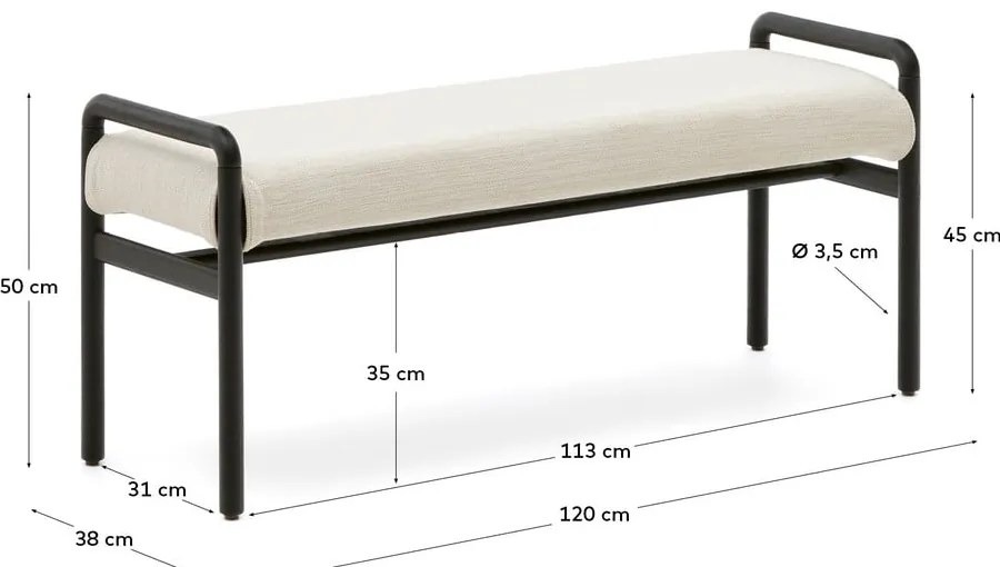 Czarna/kremowa ławka z tkaniny szenilowej Macaret – Kave Home