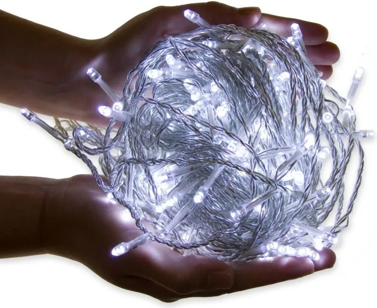 Świąteczne LED oświetlenie -  10 m, 100 LED, zimne białe