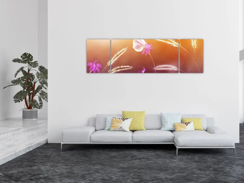 Obraz - Różowy motyl (170x50 cm)