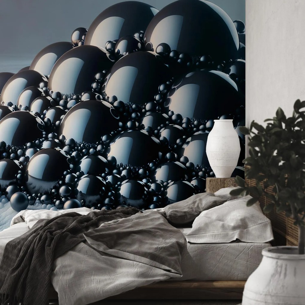 Fototapeta - Stos czarnych kul (196x136 cm)