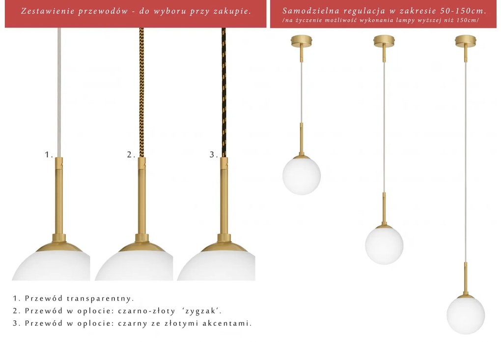 Złota lampa wisząca na przewodzie GP-S1GU