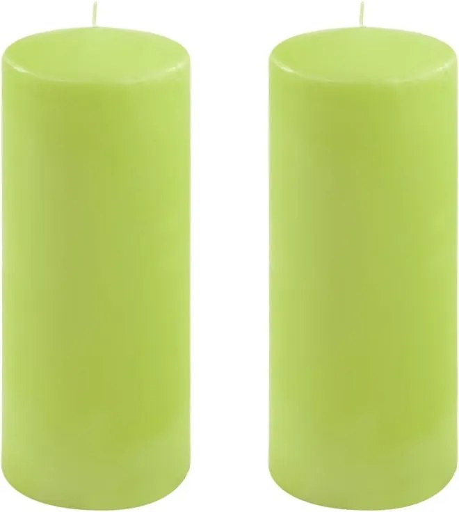 Zestaw słupkowych świec, 25 cm, Ø 10 cm, jasnozielony, 2 szt
