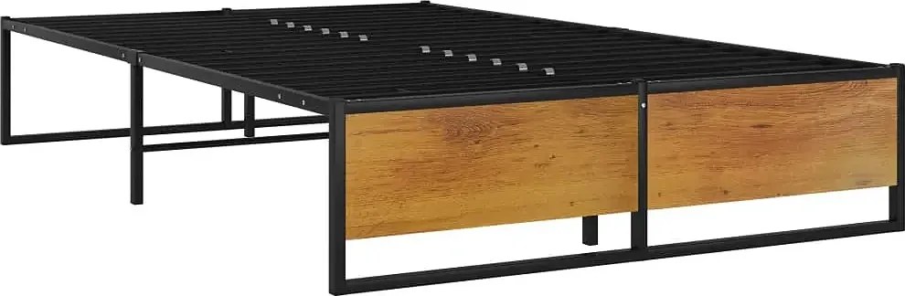 Czarne metalowe łóżko małżeńskie 140x200 cm F6-D41
