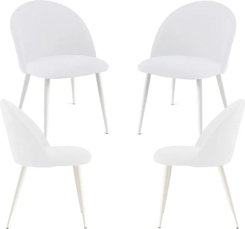 Zestaw 4 Krzese White Vint Tkanina