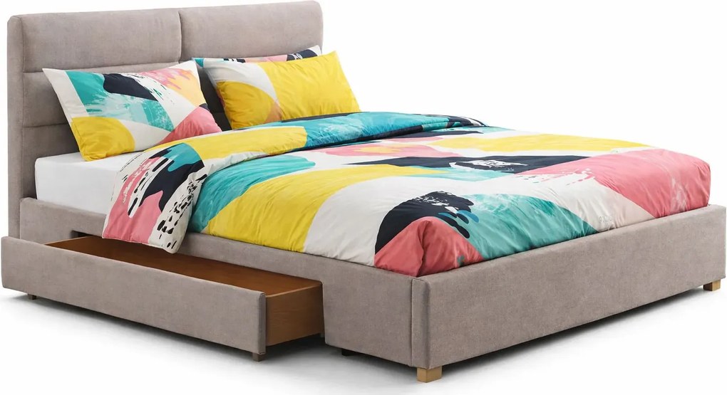 Beżowe łóżko z szufladami S9-L42