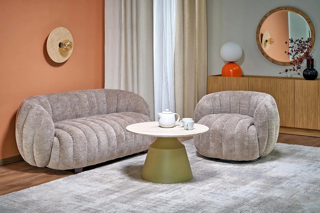 Ciemnobeżowa nowoczesna sofa dwuosobowa do salonu K7-C24