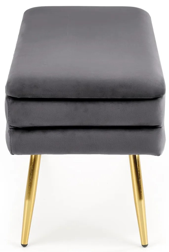 VELVA ławka tapicerowana z pojemnikiem szary velvet, złoty chrom