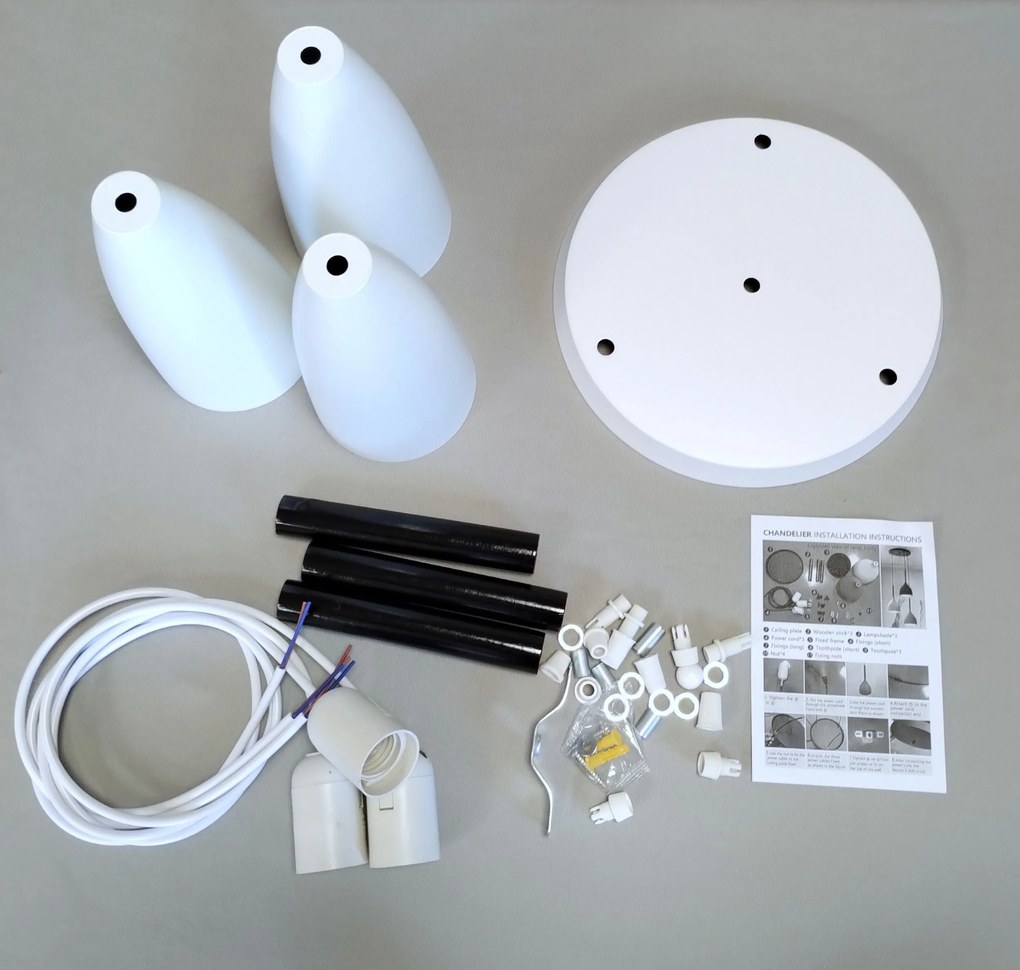 Lampa sufitowa metalowa z kloszem wiszącym AT23-3SZ-Biała