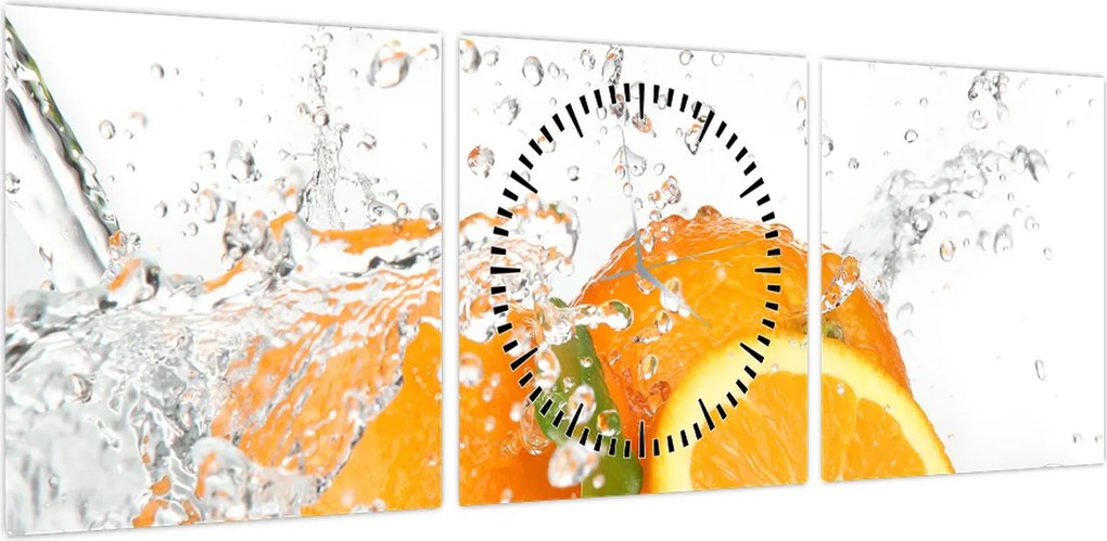 Obraz - Soczyste pomarańcze (z zegarem) (90x30 cm)