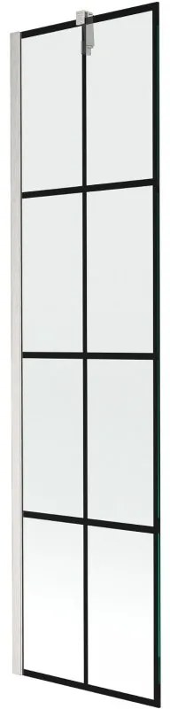 Mexen Next parawan nawannowy 1-skrzydłowy 50 x 150 cm, czarna kratka, nikiel szczotkowany - 895-050-000-00-77-97