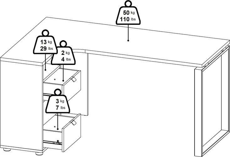 Biurko narożne z kontenerkiem Sign biały mat/jackson hickory