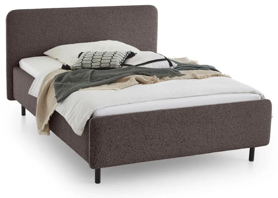 Antracytowe tapicerowane łóżko dwuosobowe bez stelaża 140x200 cm Primo – Meise Möbel