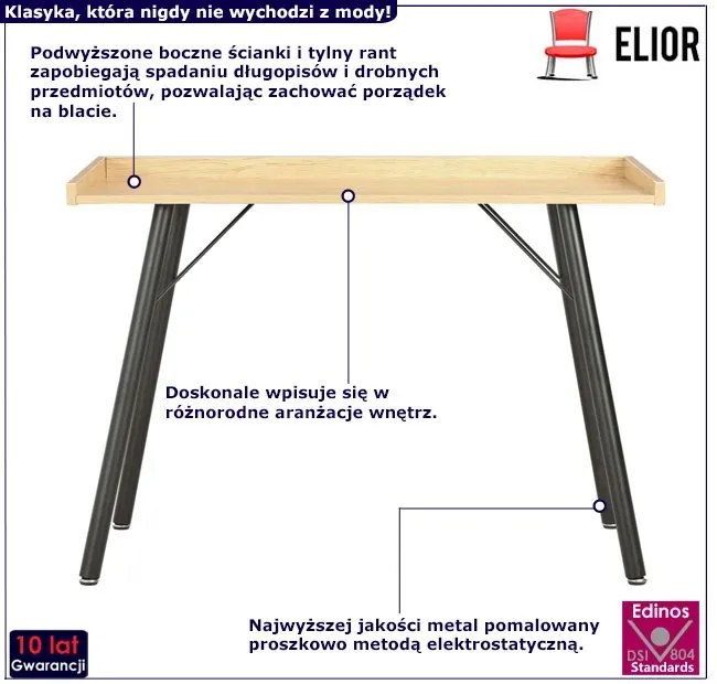 Minimalistyczne biurko czarny + dębowy Aragos 3X