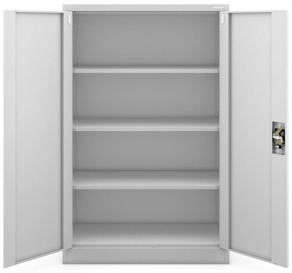 Biurowa szafa metalowa na akta KEVIN, 900 x 1400 x 400 mm, szara