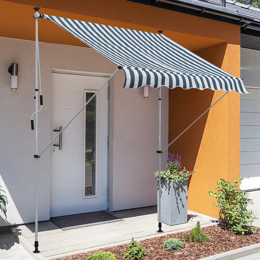 Outsunny markiza markiza zaciskowa składane ramię ramię przegubowe markiza z regulacją wysokości aluminium zielona