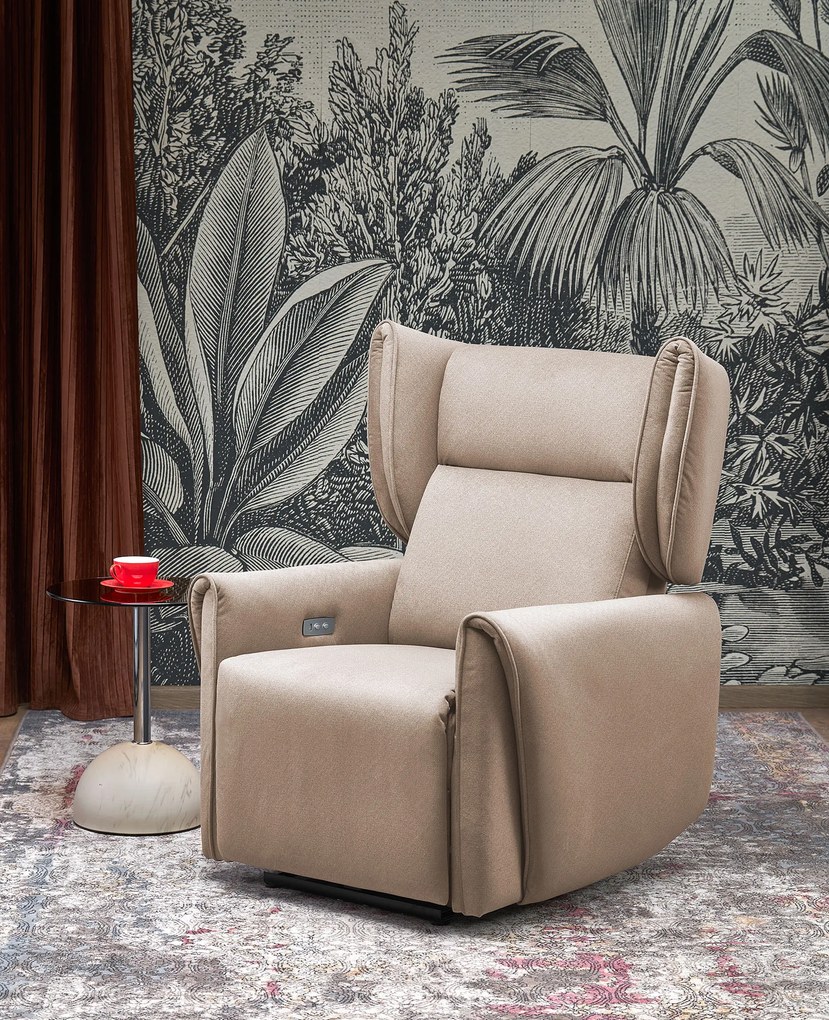 Fotel wypoczynkowy elektrycznie rozkładany beżowy GELATO