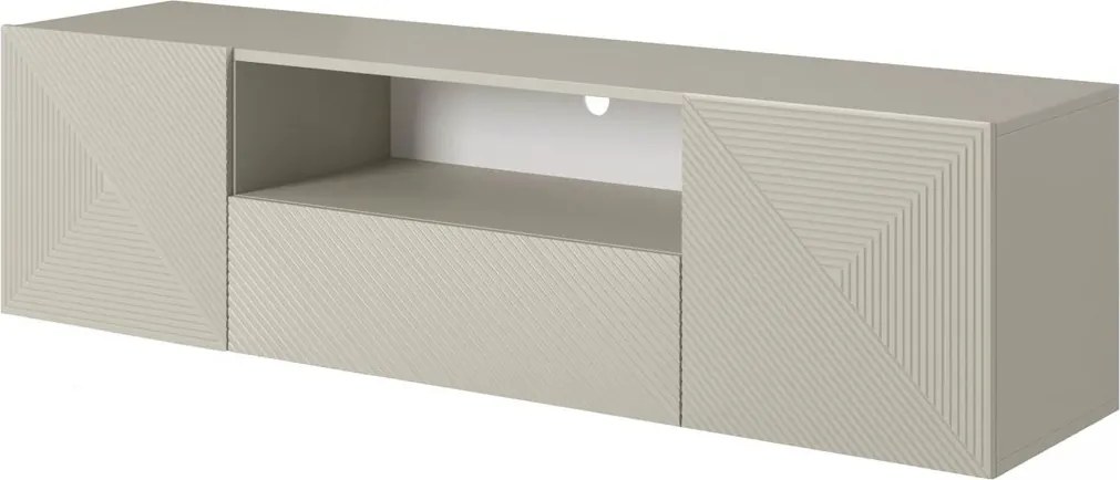 Szafka RTV Asha 167 cm wisząca z szufladą i wnęką - kaszmir