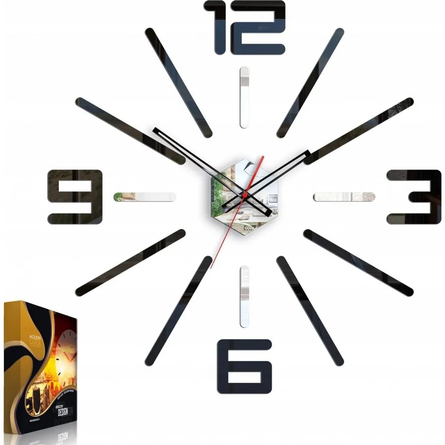 Zegar ścienny naklejany duży nowoczesny akrylowy na ścianę do salonu loft