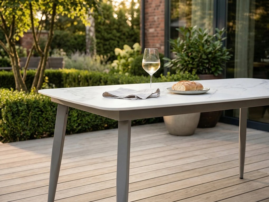 Stół ogrodowy aluminiowy beżowy 180x90 cm Spiek kamienny solidny i trwały