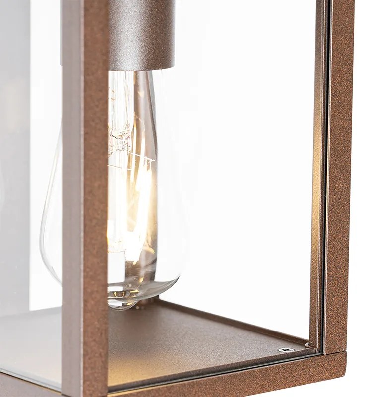 Lampka ścienna zewnętrzna brązowa rdza z czujnikiem ruchu IP44 - Charlois