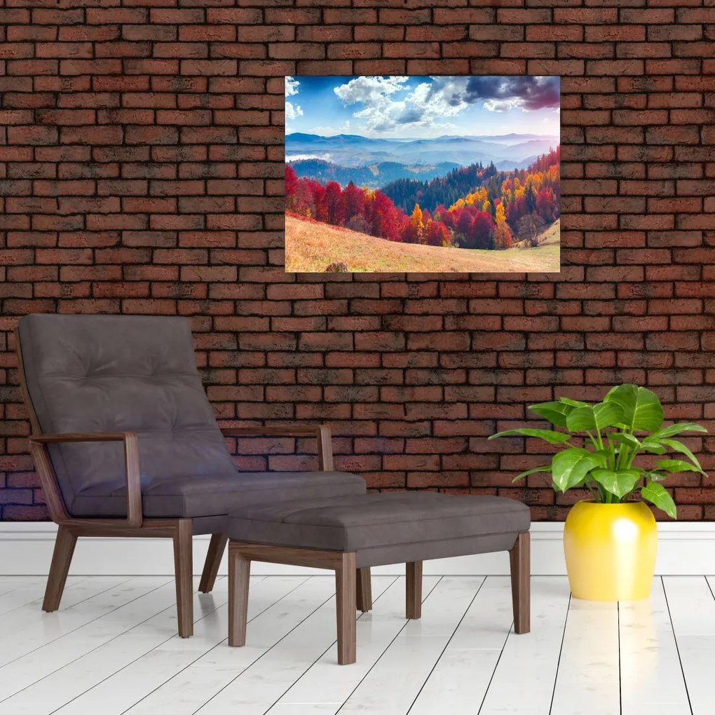 Obraz na szkle kolorowego jesiennego krajobrazu (70x50 cm)