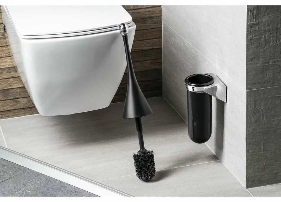 MARPLAST A65801NE Colored szczotka do WC naścienna, ABS, czarny mat