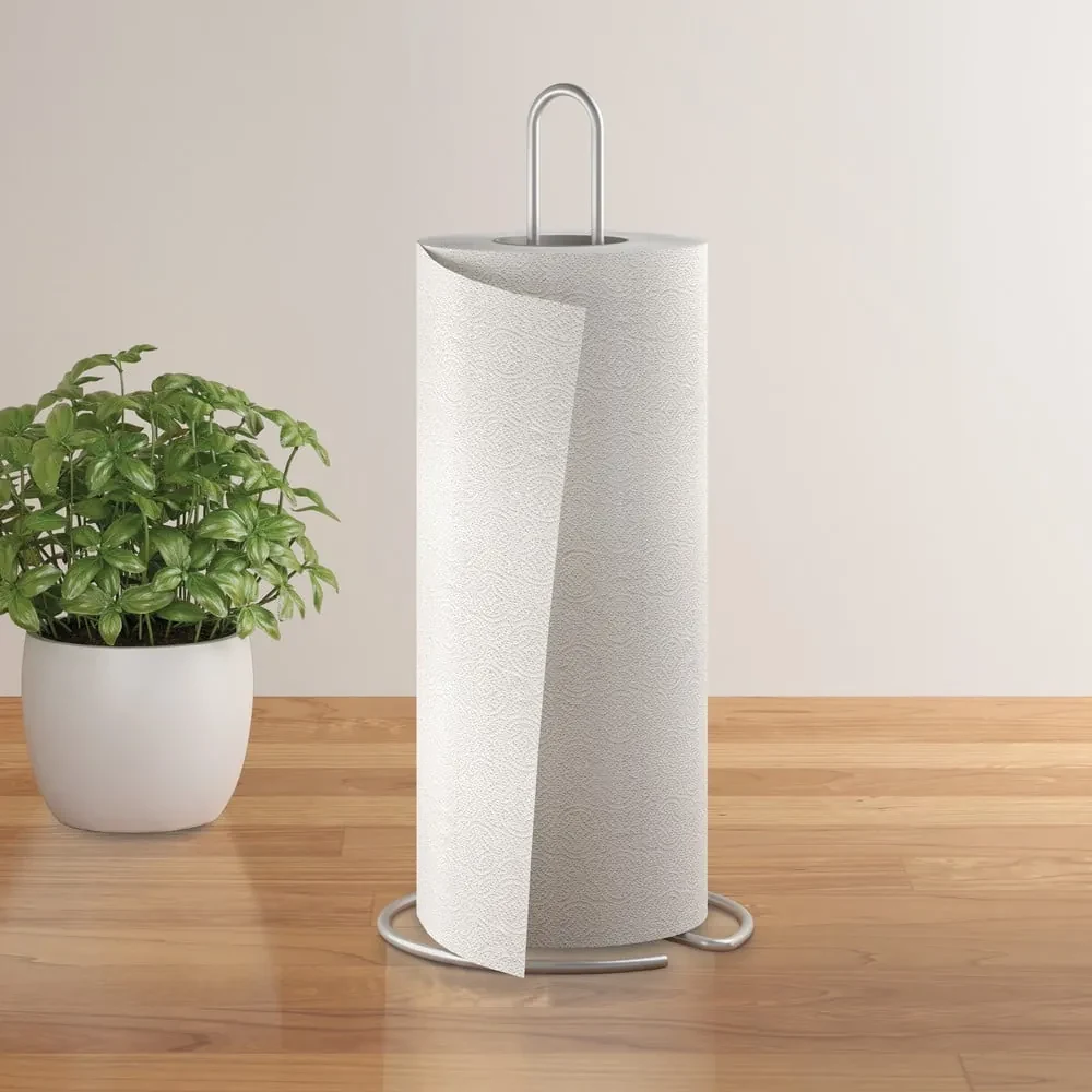 Stalowy stojak na ręczniki papierowe w kolorze srebra z połyskiem ø 14 cm Luxy – Metaltex