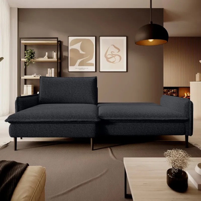 Narożnik GLOSSY z funkcją spania zestaw z poduszkami WERSAL