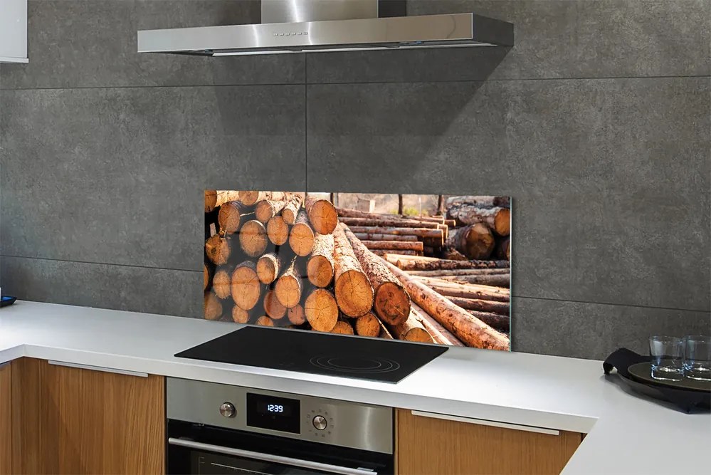 Szklany Panel Składowisko Drewnianych Bali