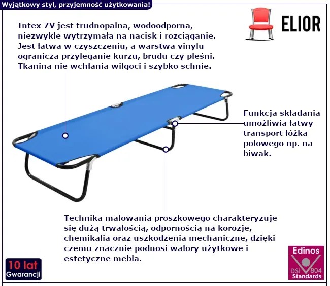 Niebieski składany leżak pojedynczy S7-T33