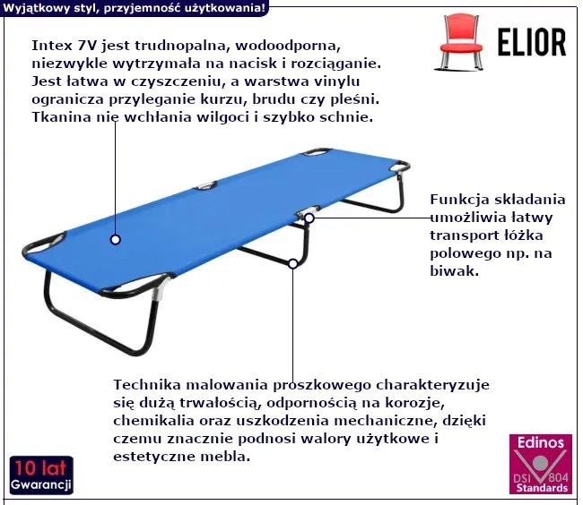 Niebieski składany leżak pojedynczy - Zolano