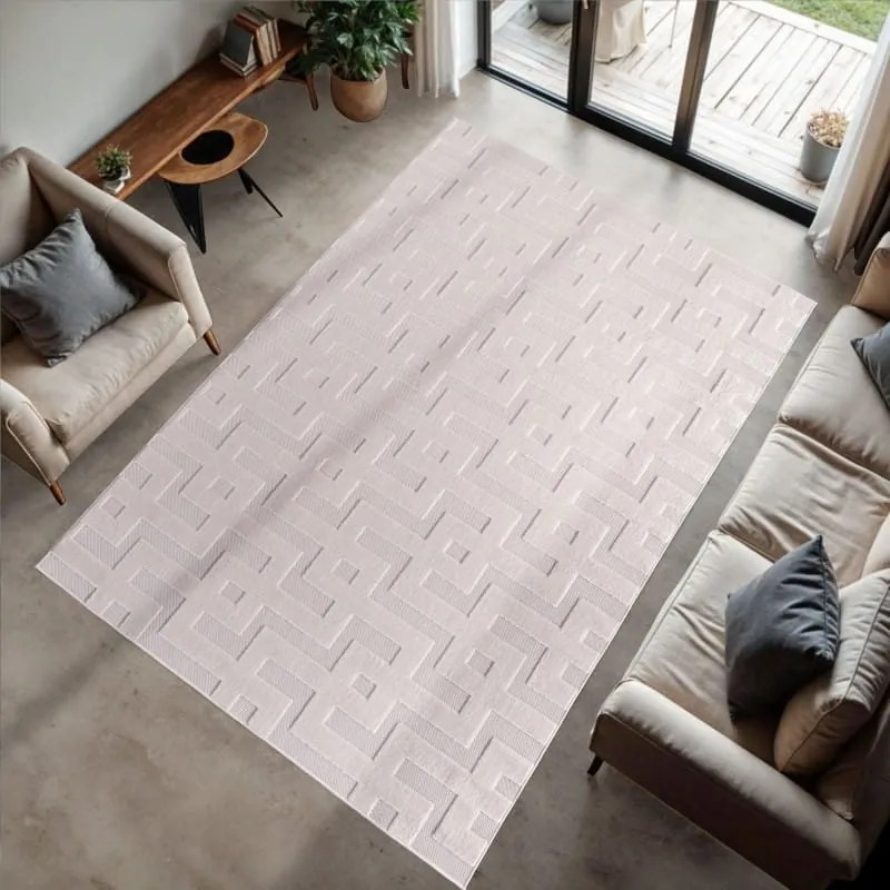 Dywan nowoczesny Doha 3D kremowy ornament 240 cm x 340 cm