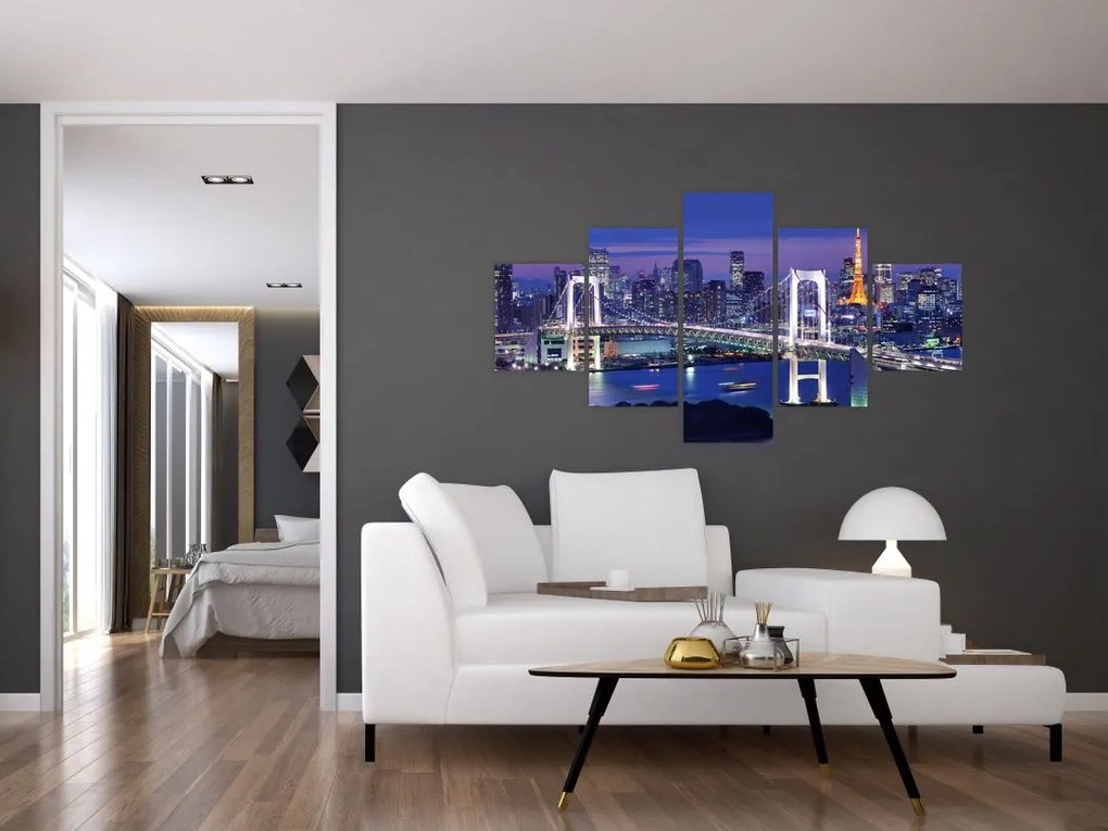 Obraz wielkiego miasta nocą (125x70 cm)