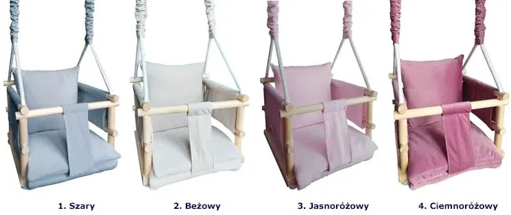 Beżowa drewniana huśtawka dziecięca 3w1 N5-H57