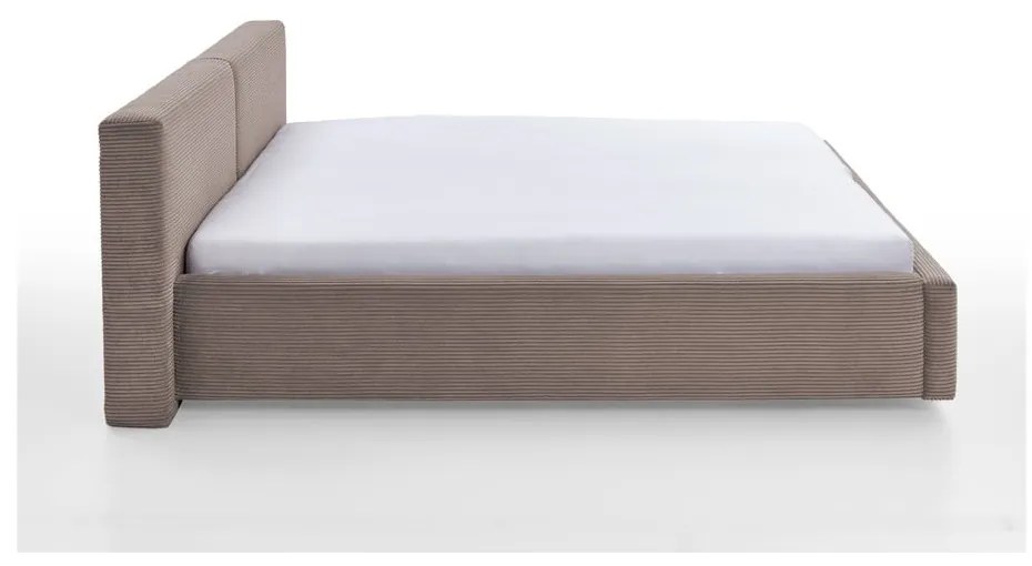 Szare/brązowe tapicerowane łóżko dwuosobowe 180x200 cm Cube – Meise Möbel