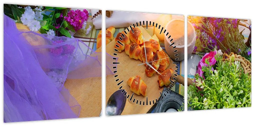 Obraz - letni piknik (z zegarem) (90x30 cm)