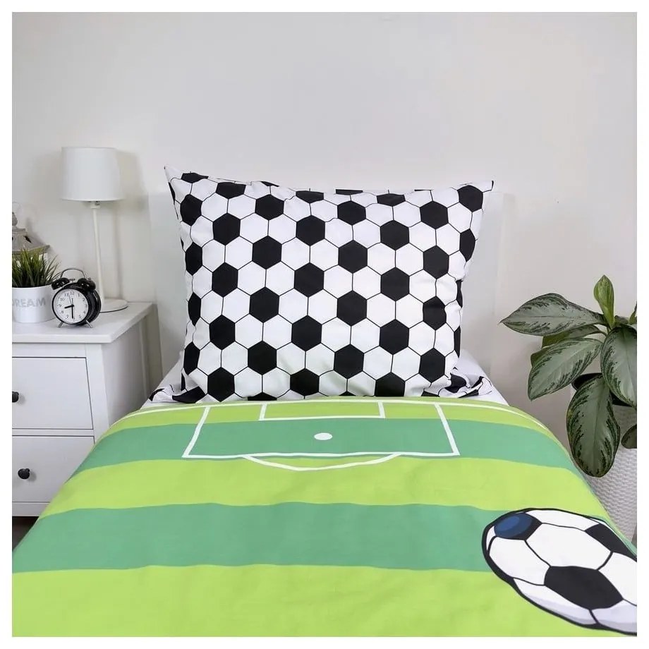 Zielona bawełniana pościel dziecięca jednoosobowa 140x200 cm Football – Jerry Fabrics
