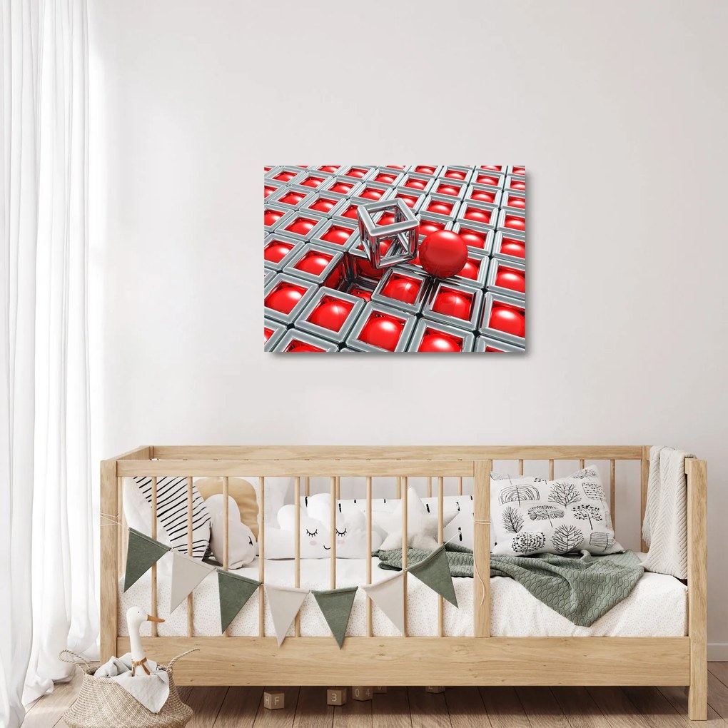 Obraz na szkle - 3D metaliczna abstrakcja (70x50 cm)